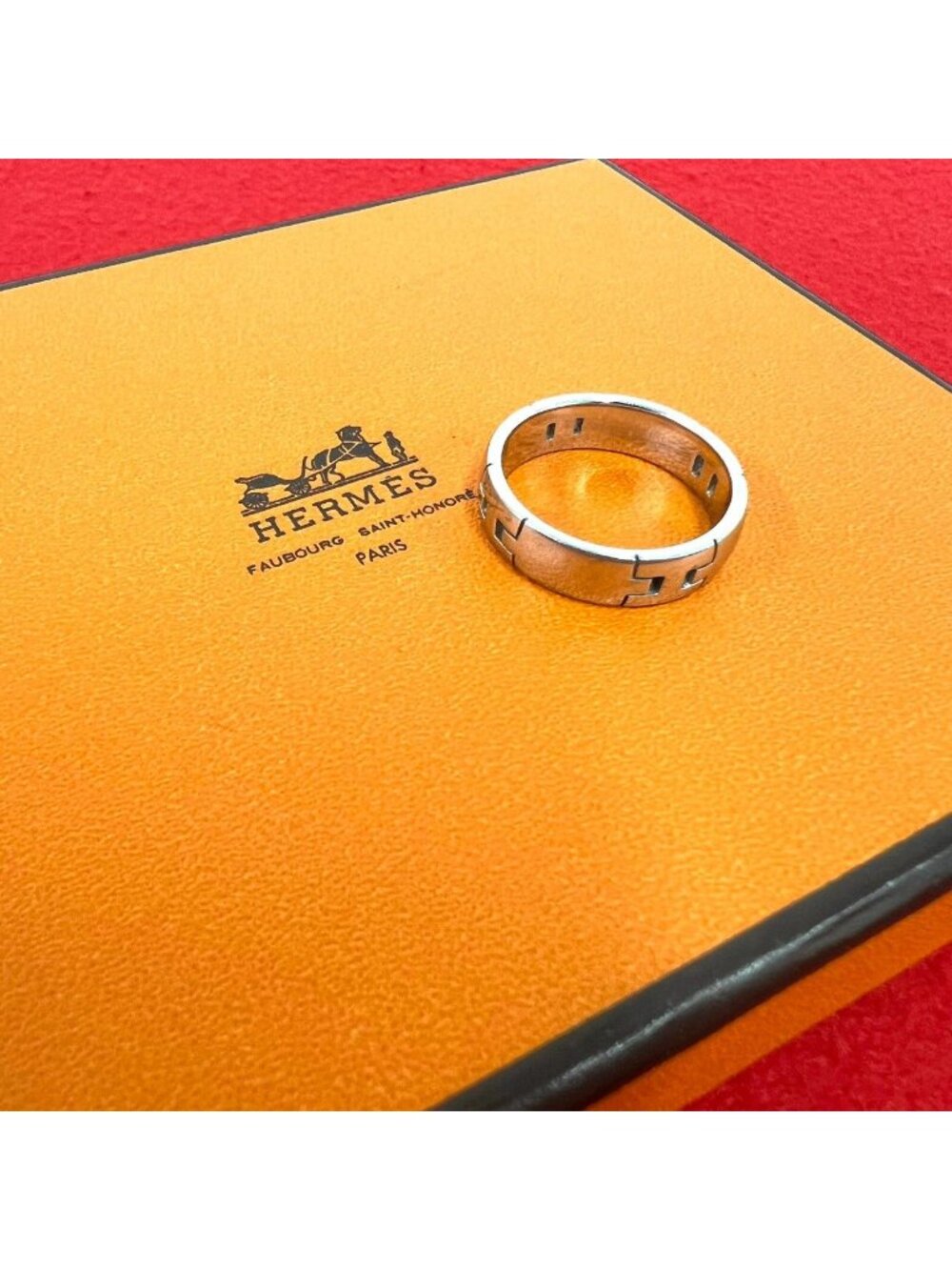 Hermes Hercules Ring 18k White Gold 750 56 Silver